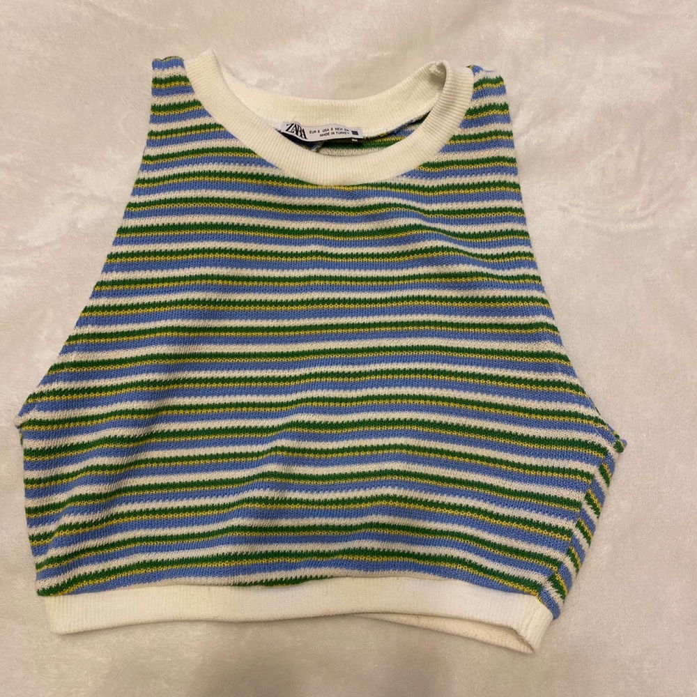 Zara Stribed Jacquard Top Size Small